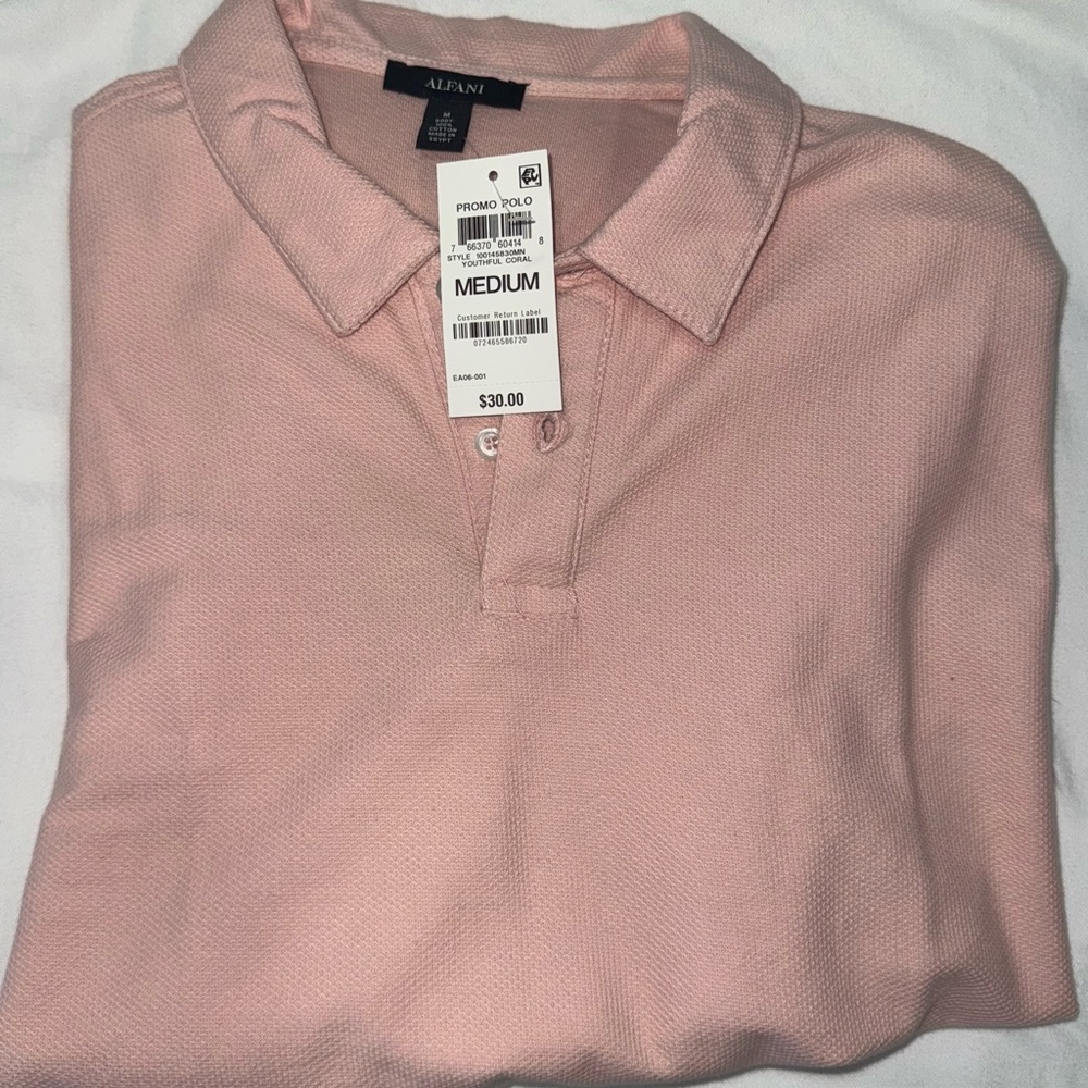 Alfani Salmon Medium Men’s Polo Button Down
